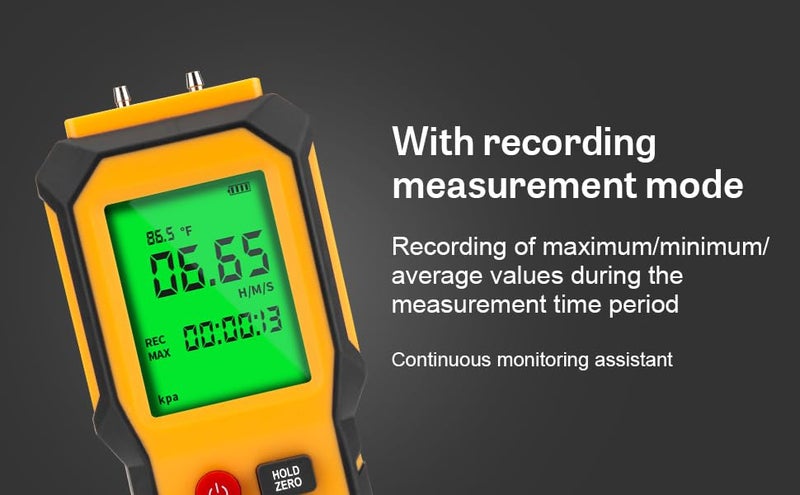 YZTMETER YZT Meter Manometer Air Pressure Meter, Digital Differential Pressure Gauge, HVAC Gas Pressure Meter Dual-Port Manometer Gas Pressure Tester (9v Battery Included)… - Image 4